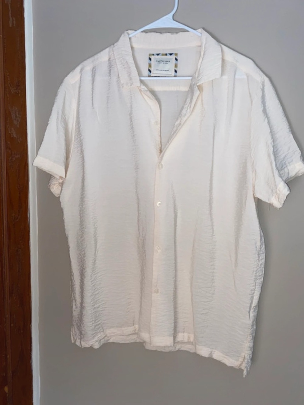Cactus Man Cream Short-Sleeve Button-Down Shirt